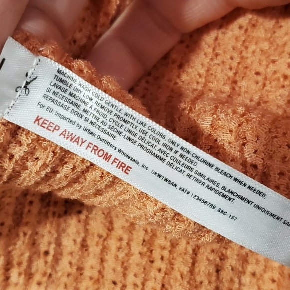 Anthropologie Knit Coral Pink Orange Knit Cardigan Sweater Oversized Open Front - Picture 7 of 8